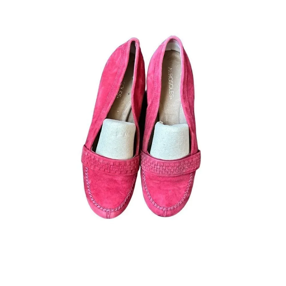 Aerosoles Red Suede Slip On Loafers